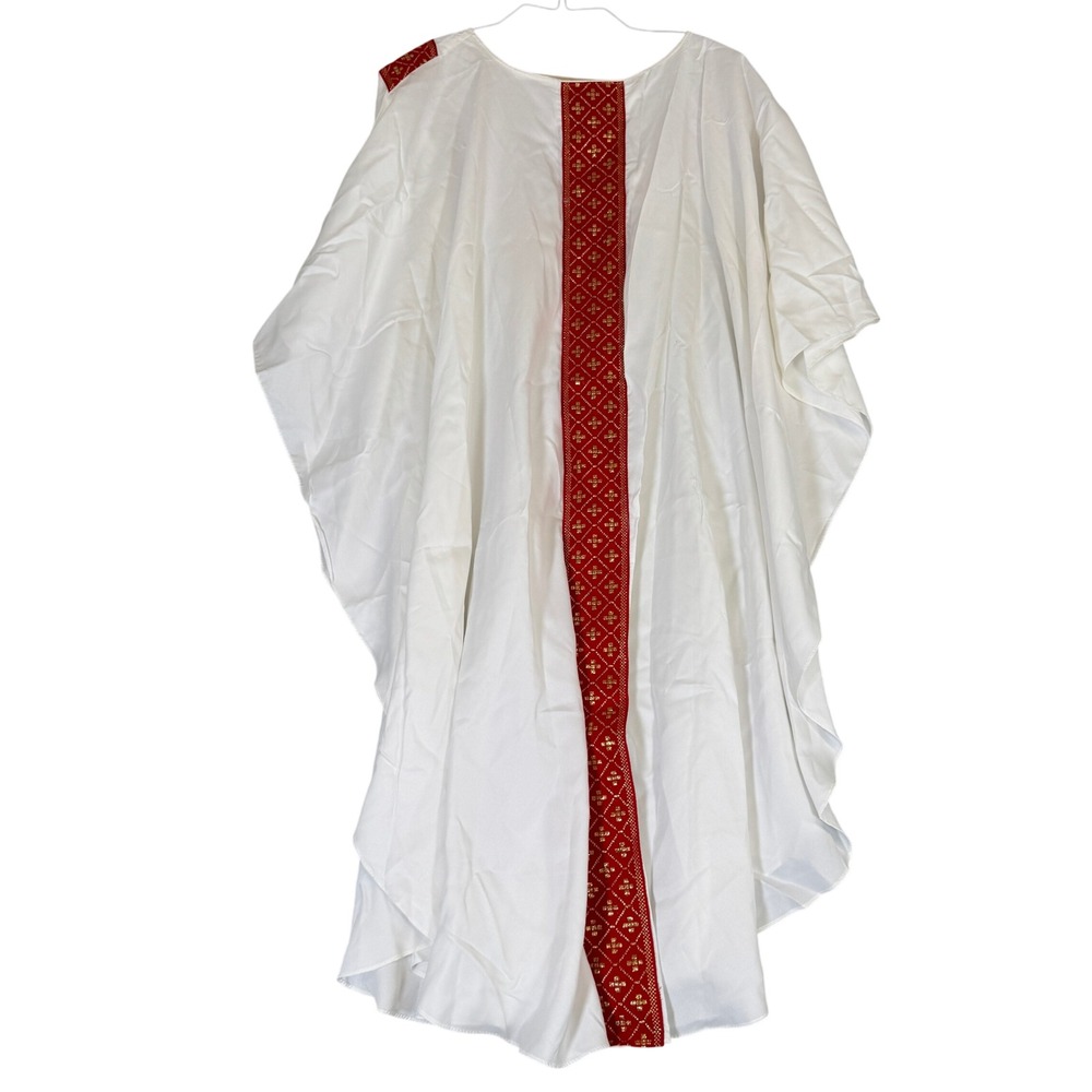 White Liturgical Chasuble Chi Rho Alpha Omega Red Gold Vestment Church Robe